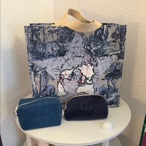 Dior Blue and Cream Tote with Pouches